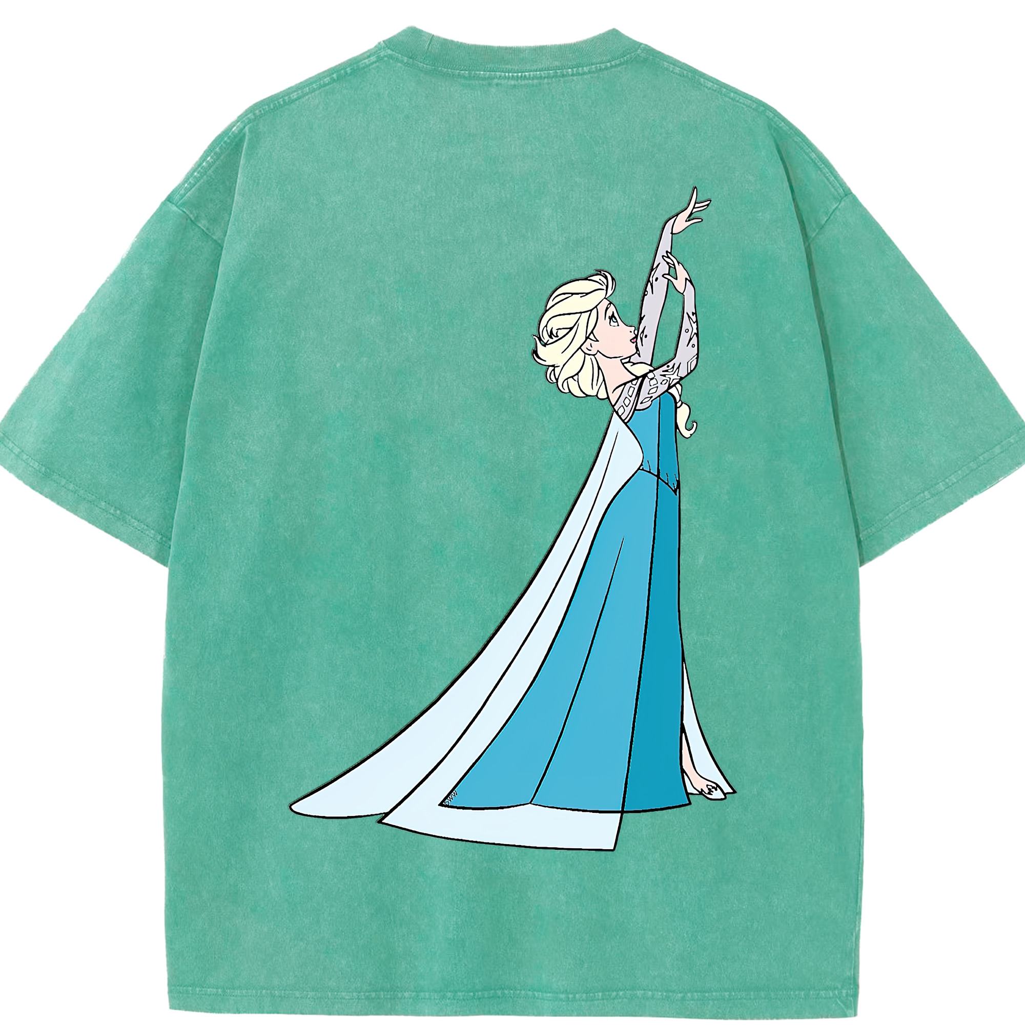 （画像用） アナと雪の女王 アンナ エルサ Frozen Anna Elsa 綿100% ヴィンテージ風 半袖Tシャツ（背面プリント）